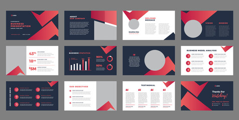 Wall Mural - Business Presentation Brochure Guide Design or Pitch Deck Slide Template or Sales Guide Slider