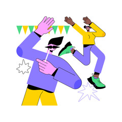 Poster - corporate party abstract concept vector illustration. colleagues get together, office party plan, te
