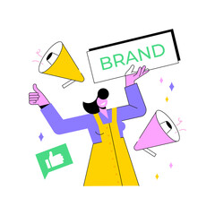 Poster - Brand name abstract concept vector illustration. Naming agency, brand identity system, branding service, launching a new product, name generation, creative marketing positioning abstract metaphor.