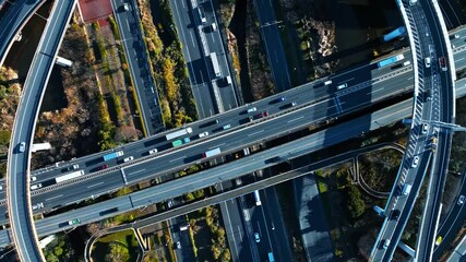 Poster - Highway aerial view.
The effect of slow and fast. Speed lamp. Time remap.