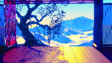 Vector Pixel Art Game Background Illustration