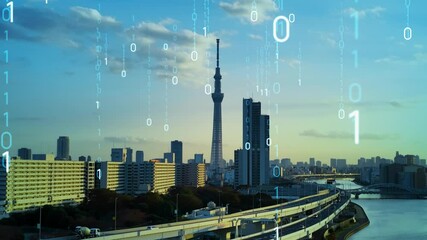 Aufkleber - Smart city and technology concept. Digital transformation.
