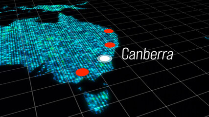 Poster - Global connectivity from Canberra, Australia to other major cities around the world. World map element of this clip furnished by NASA : https://visibleearth.nasa.gov/collection/1484/blue-marble