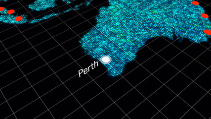 Poster - Global connectivity from Perth, Australia to other major cities around the world. World map element of this clip furnished by NASA : https://visibleearth.nasa.gov/collection/1484/blue-marble