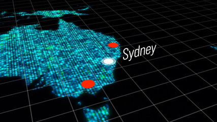 Poster - Global connectivity from Sydney, Australia to other major cities around the world. World map element of this clip furnished by NASA : https://visibleearth.nasa.gov/collection/1484/blue-marble