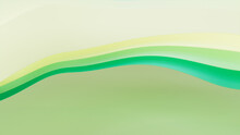Abstract Wallpaper Made Of Yellow And Green 3D Ribbons. Multicolored 3D Render With Copy-space. 