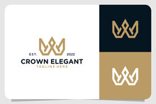 Crown Elegant With Monogram Letter W Logo Design