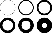 穴の大きさの異なる黒色の円形ベクターフレームセット