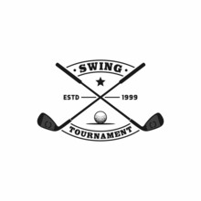 Crossed Stick Golf Logo Badge Label Design