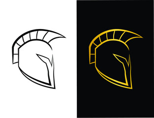 Wall Mural - ancient warrior helmet logo vector