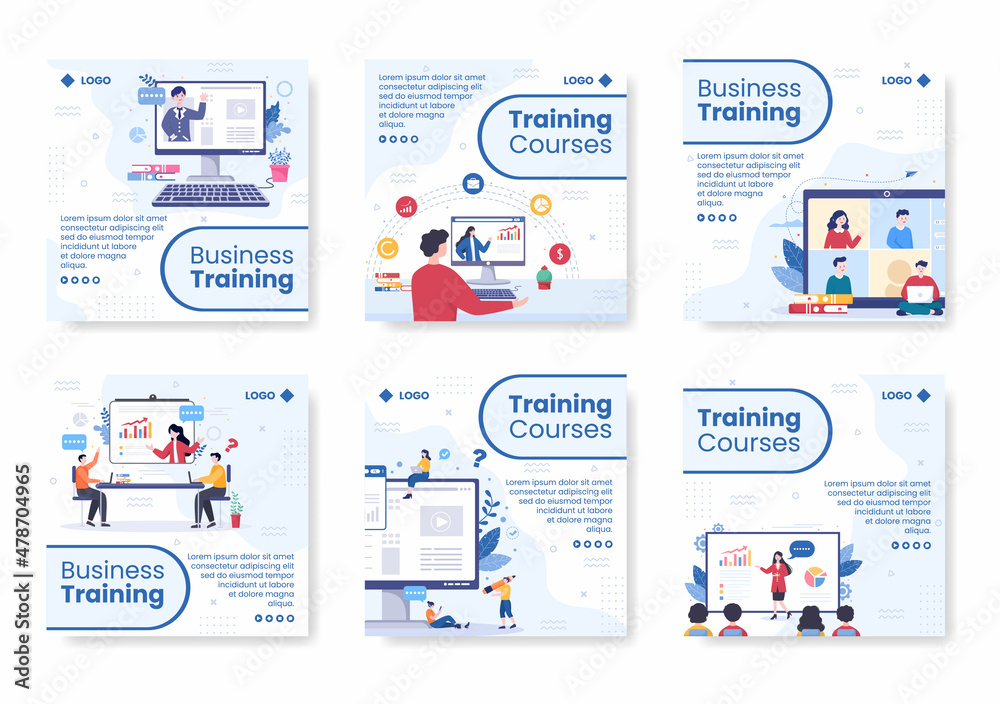 Business Online Training, Seminar or Courses Post Template Flat ...