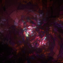 Abstract Fractal Multi Colored Background. Red Grids Over Multicolored Dark Space