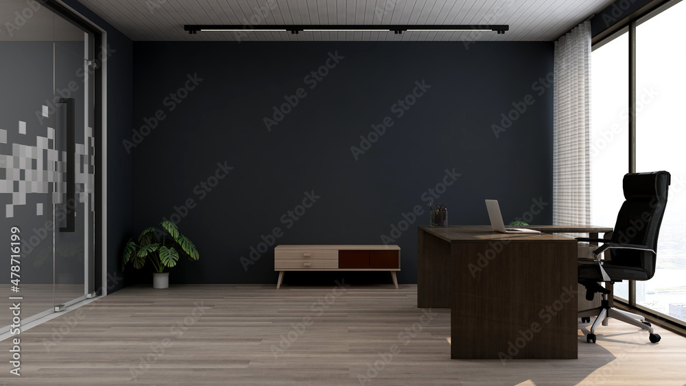 modern business office manager room with 3d design interior for company ...
