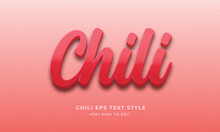 Chili 3d Text Style, Red Font Effect Vector Illustration