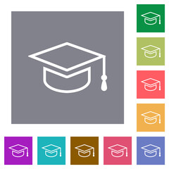 Poster - Graduation cap outline square flat icons