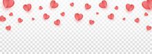 Flying Red Hearts On Transparent Background