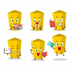 Sticker - A picture of yellow chalk cartoon character concept reading an amusing book