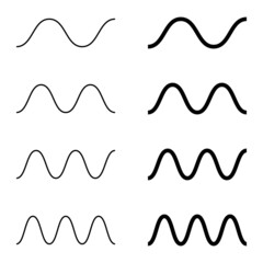 Poster - Simple sine wave drawing. One, two, three and four period. Vector wavy lines example with 2 different width.