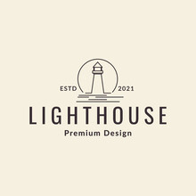Line Hipster Lighthouse Logo Design Vector Graphic Symbol Icon Illustration Creative Idea