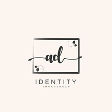 AD Handwriting Logo Vector Of Initial Signature, Wedding, Fashion, Jewerly, Boutique, Floral And Botanical With Creative Template For Any Company Or Business.