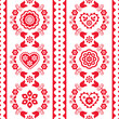 Polish folk art vector seamless embroidery vertical pattern with floral decor inspired by old embroidery Lachy Sadeckie
	