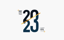 Logo Design 2023 Happy New Year. New Year 2023 Trend Text Design. Vector Template For Banner, Web, Social Network, Cover And Calendar. Flat Sign 2023 Isolated On White Background
