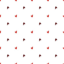 Vector Seamless Pattern With Small Red Hearts On White Backdrop. Valentines Day Background. Abstract Geometric Texture, Repeat Tiles. Love Romantic Theme. Minimal Design For Decor, Textile, Gift Paper