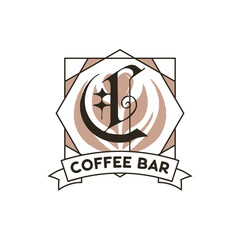 Monogram logo designs. Classic monogram - Coffee bar. Stylish badge for web and print. Stock label