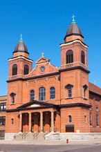 Red Brick Church Corner Of Beaux Arts Style Architecture In Saint Paul