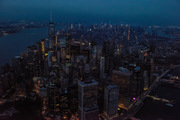 Autocollant - Top view of the city at night, central part of New York