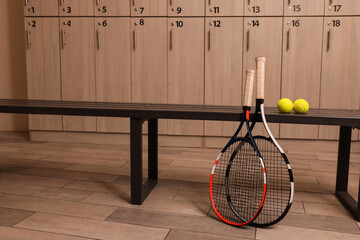 Wall Mural - Tennis racket and balls in locker room