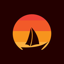 Abstract Sunset With Boat Logo Design Vector Graphic Symbol Icon Illustration Creative Idea