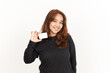 © Sino Images Studio - Holding and Showing Blank Credit or Bank Card Of Beautiful Asian Woman Wearing Black Shirt