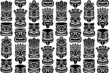 Tiki pole totem vector seamless pattern - traditional statue or mask repetitve design from Polynesia and Hawaii
