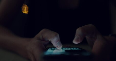 closeup of woman type fast a message on her phone screen, text with friends or use social media in d