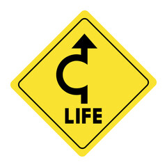 Warning traffic sign about strange ways of life, vector illustration