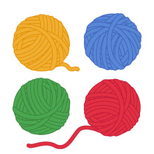 Ball Of Wool Yarn Vector Icon Set