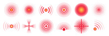 Red Pain Circle Painful Area Aching Spot. Vector Illustration.