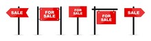 Real Estate Icons Set For Sale Boards On White Background. Vector Illustration.