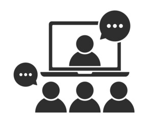 Poster - online video conference icon. video chat, call on computer screen. web chatting symbol.