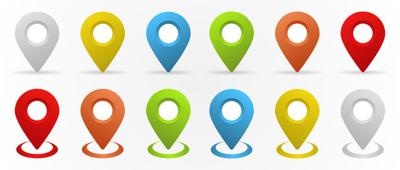 Poster - map pointers icon. map pin icons set location symbols. colored markers. vector illustration.