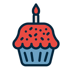 Wall Mural - cupcake line icon