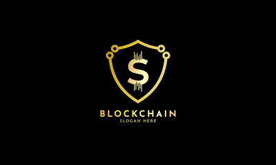 Wall Mural - Crypto coin logos. Initial letter S logo, icon - Vector Digital money, block chain, finance symbol. Connect technology and digital, gold currency data concept for your corporate identity