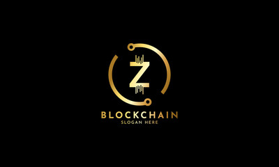 Wall Mural - Crypto coin logos. Initial letter Z logo, icon - Vector Digital money, block chain, finance symbol. Connect technology and digital, gold currency data concept for your corporate identity