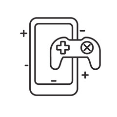 Wall Mural - smartphone and joystick vector illustration with simple line design isolated on white background.