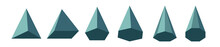 Pyramid Types Set. Math Geometric Figurs. Triangular Rectangular Pentagonal Hexagonal Heptagonal Octagonal Polygonal Pyramid. Vector Illustration