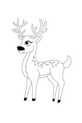  Deer black outline on white background