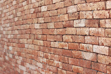 Perspective View Of Red Brick Wall As Background