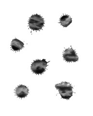Wall Mural - Black ink stains isolated on white background