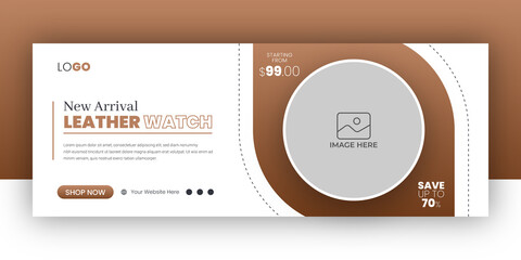 watch sale banner and social media facebook cover template